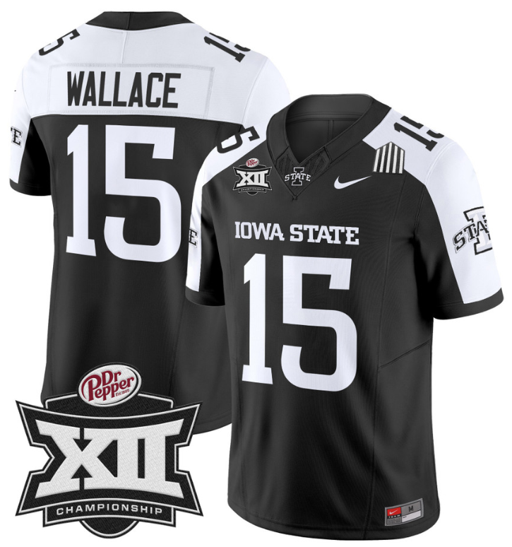 Seneca Wallace Jersey #15 Iowa State 2024 Championship Patch Vapor Black Alternate