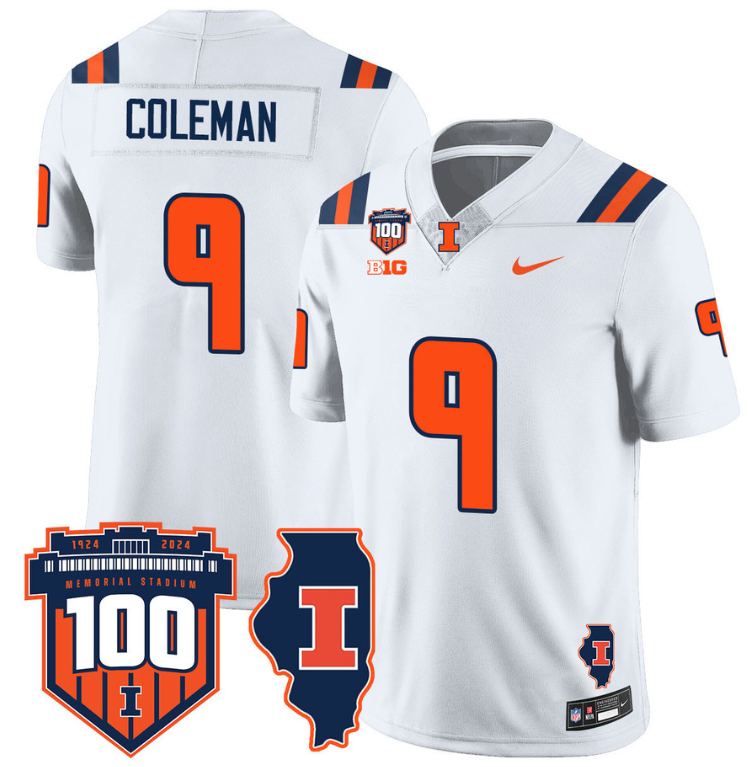 Seth Coleman Jersey #9 Illinois Fighting Vapor Limited College Football Stitched White