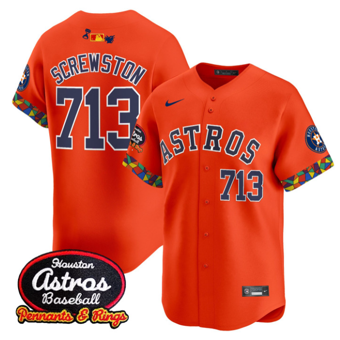 Screwston Jersey #713 Houston Astros x El Tiempo Cantina Vapor Premier Limited Stitched Orange