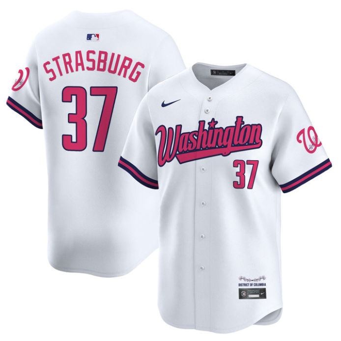 Stephen Strasburg Jersey #37 Washington Nationals Vapor Limited All Stitched White