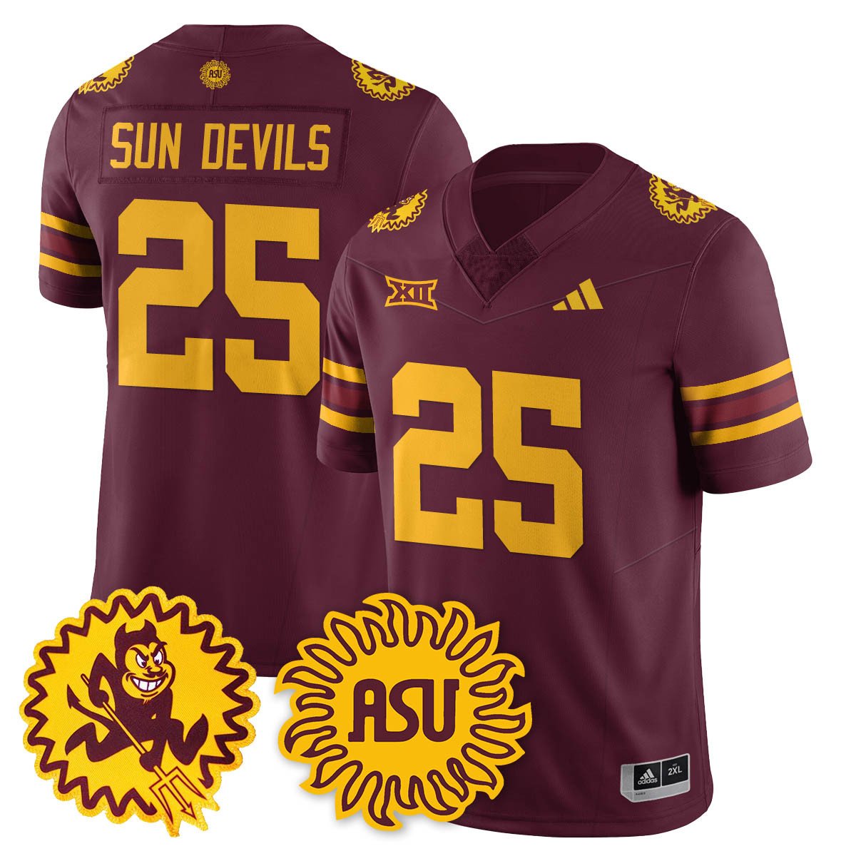Sun Devils Jersey #25 Arizona State 1975 Throwback Uniform Stitched Maroon