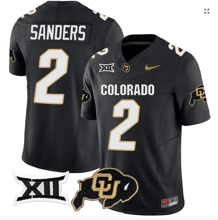 Shadeur Sanders Jersey #2 Colorado Buffaloes College Football Black Home Alternative