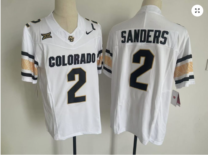 Shadeur Sanders Jersey #2 Colorado Buffaloes Football White Home Alternative 2