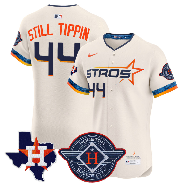 Still Tippin Jersey #44 Houston Astros 2025 City Connect Texas Patch Premier Elite Stitched Cream