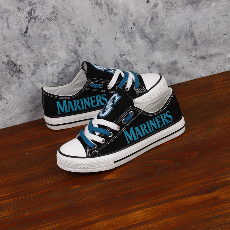 Seattle Mariners Limited Print MLB Baseball Fans Low Top Canvas Shoes Sport Sneakers T-DJ177H