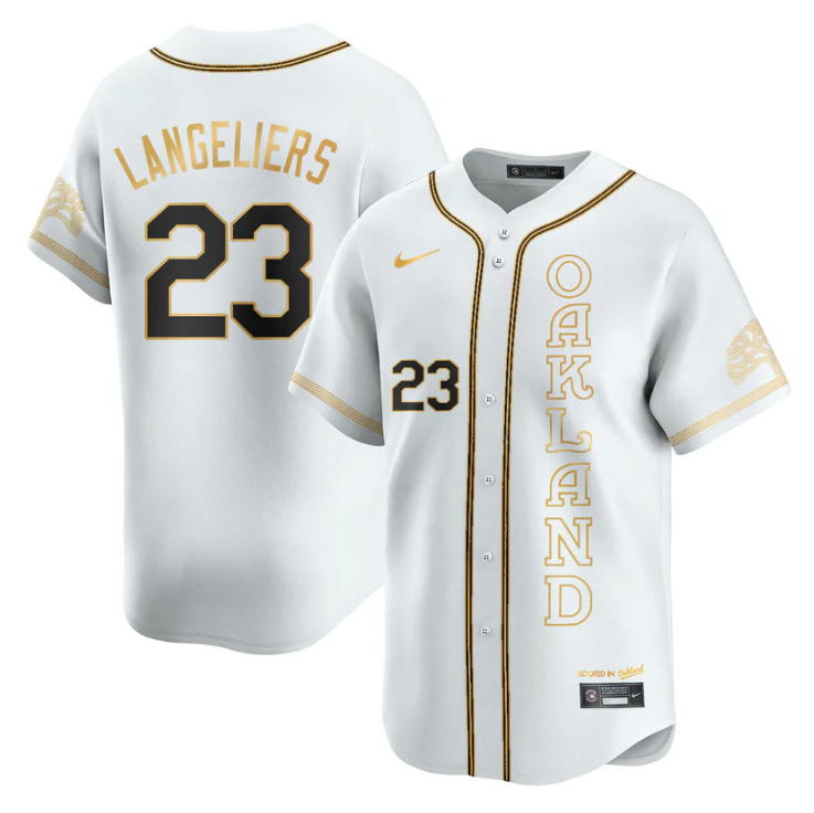 Shea Langeliers Jersey #23 Oakland Athletics City Connect Concept Stitched White Gold