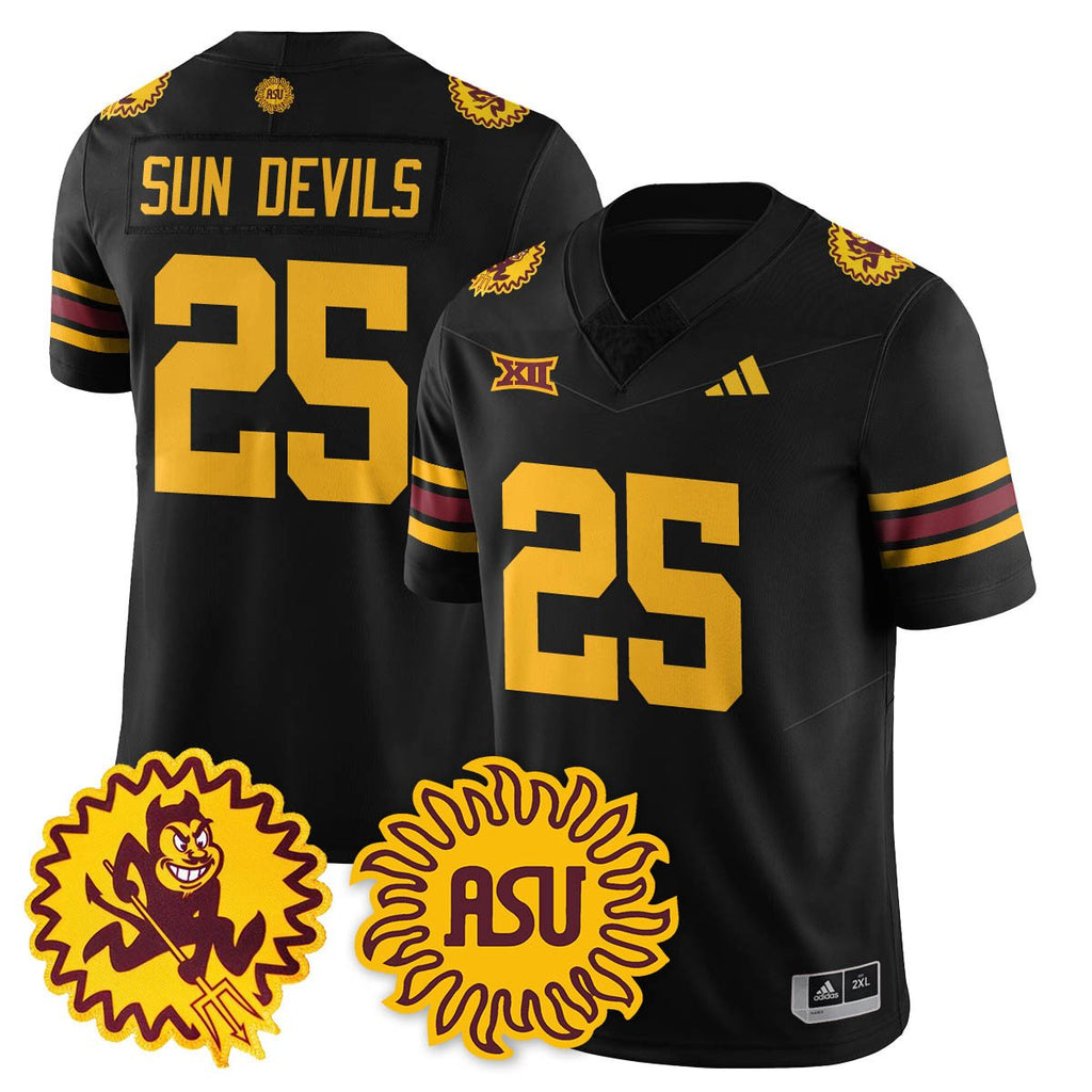 Sun Devils Jersey #25 Arizona State 1975 Throwback Uniform Stitched Black