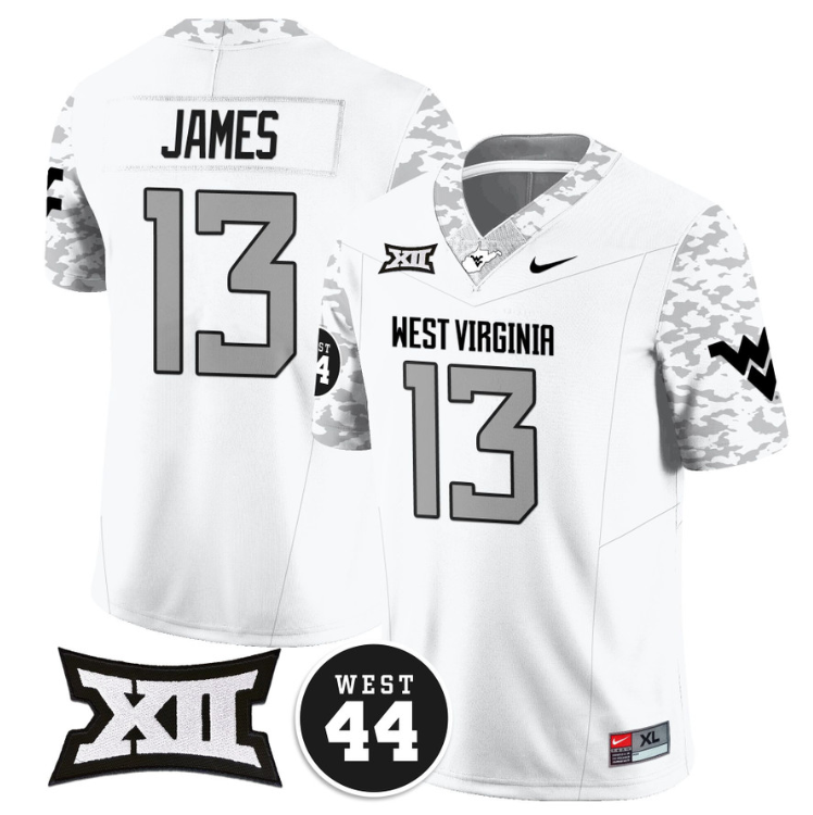 Sam James Jersey #13 West Virginia Mountaineers 2024 Vapor Limited Football Honor Jerry West Stitched White