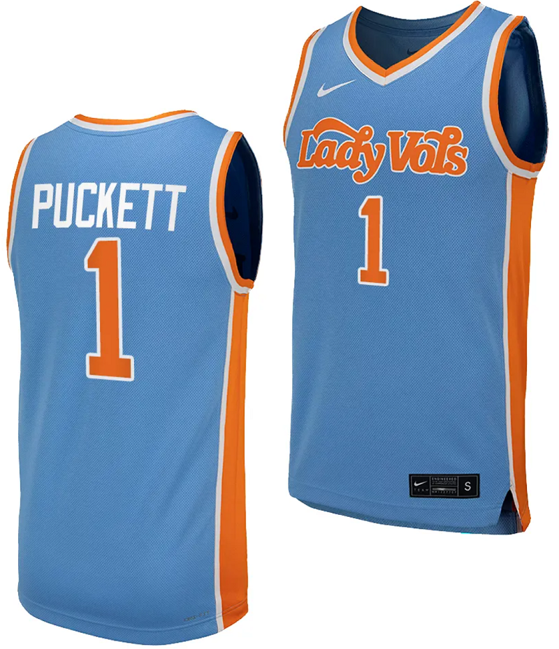 Sara Puckett Jersey #1 Tennessee Lady Vols Replica College Basketball Blue Uniform