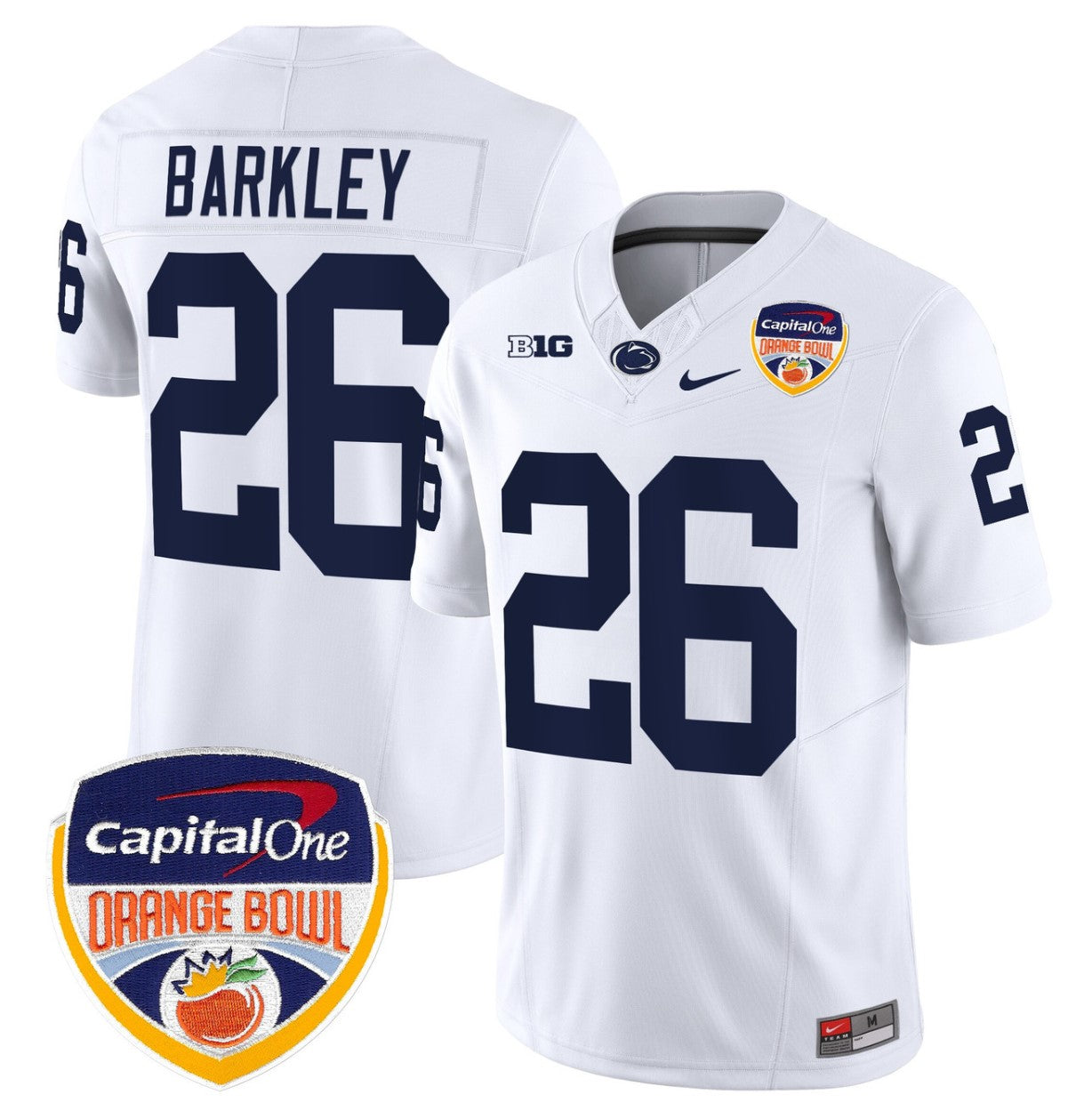 Saquon Barkley Jersey #26 Penn State Orange Bowl Patch Stitched White