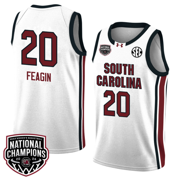 Sania Feagin Jersey #20 South Carolina Gamecocks 2024 NCAA Basketball National Champions White Red