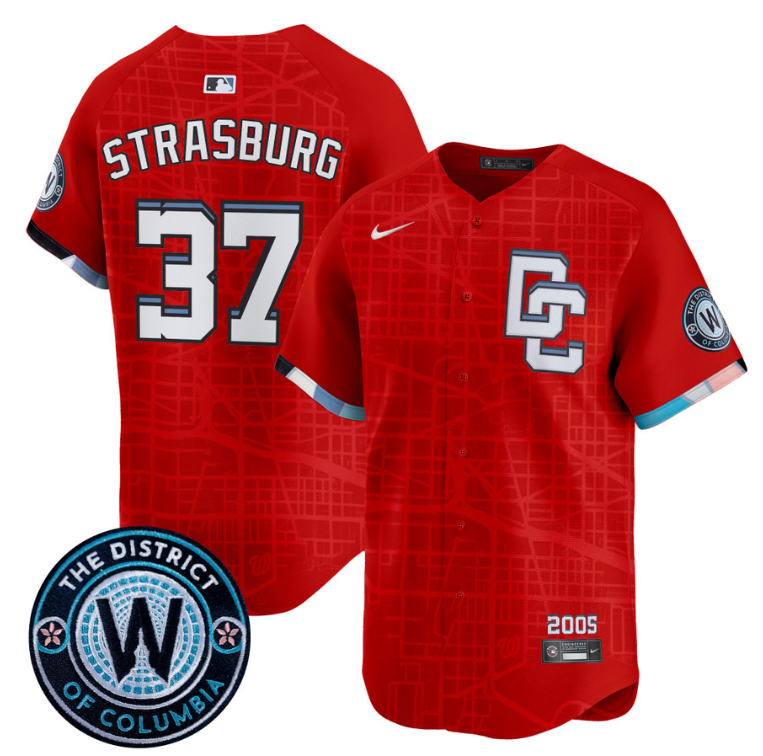 Stephen Strasburg Jersey #37 Washington Nationals 2025 City Connect Premier Limited Stitched Red