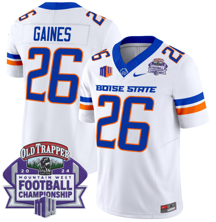 Sire Gaines Jersey #26 Boise State Broncos 2024 Championship Vapor White