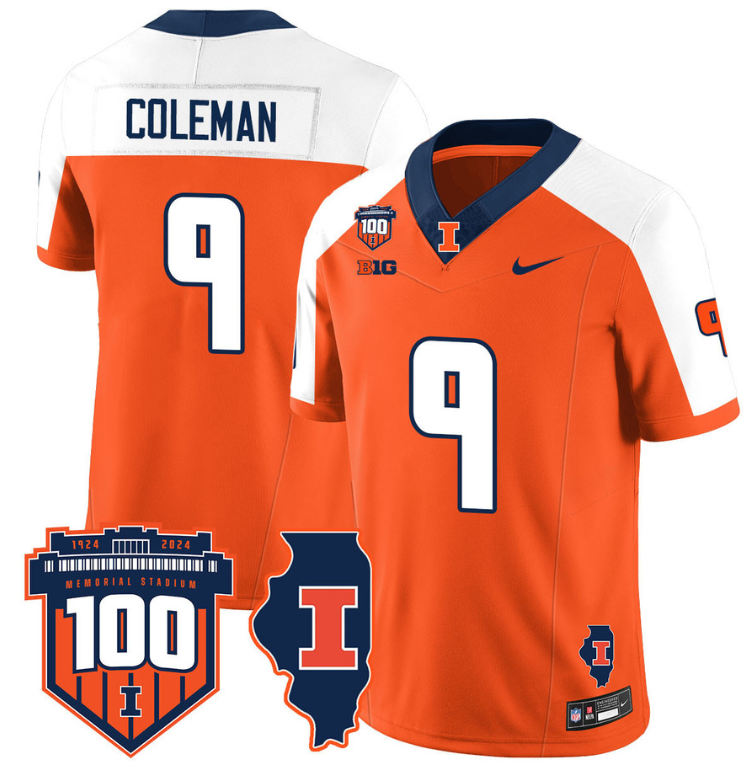 Seth Coleman Jersey #9 Illinois Fighting Vapor Limited College Football Stitched Orange Alternate