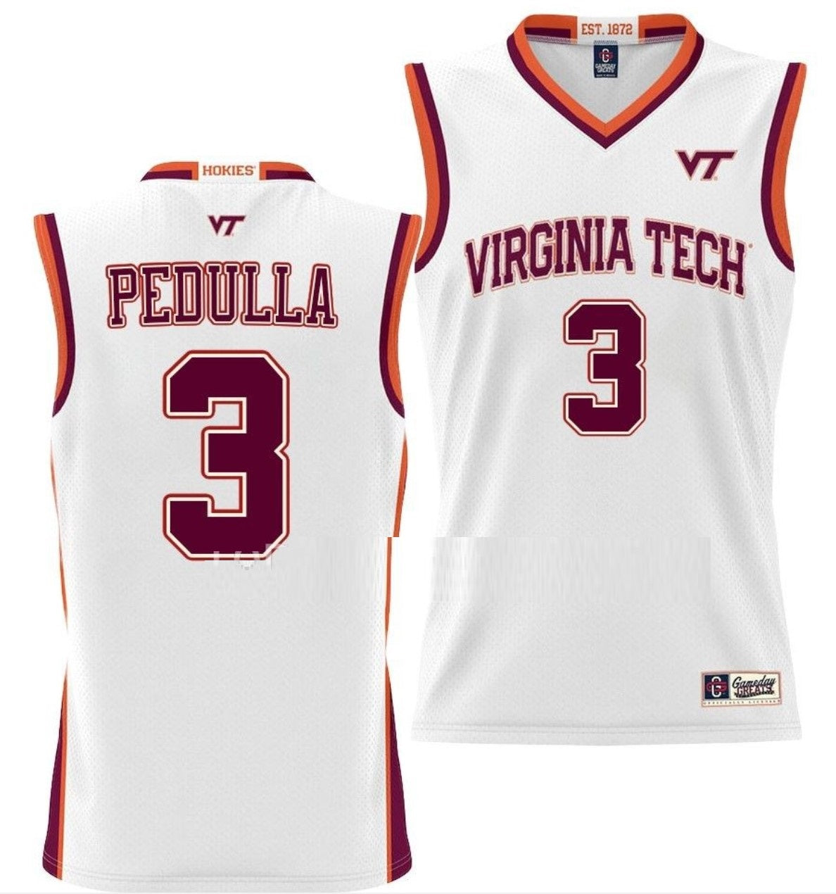 Sean Pedulla Jersey Virginia Tech Hokies College Basketball NIL Pick-A-Player White #3