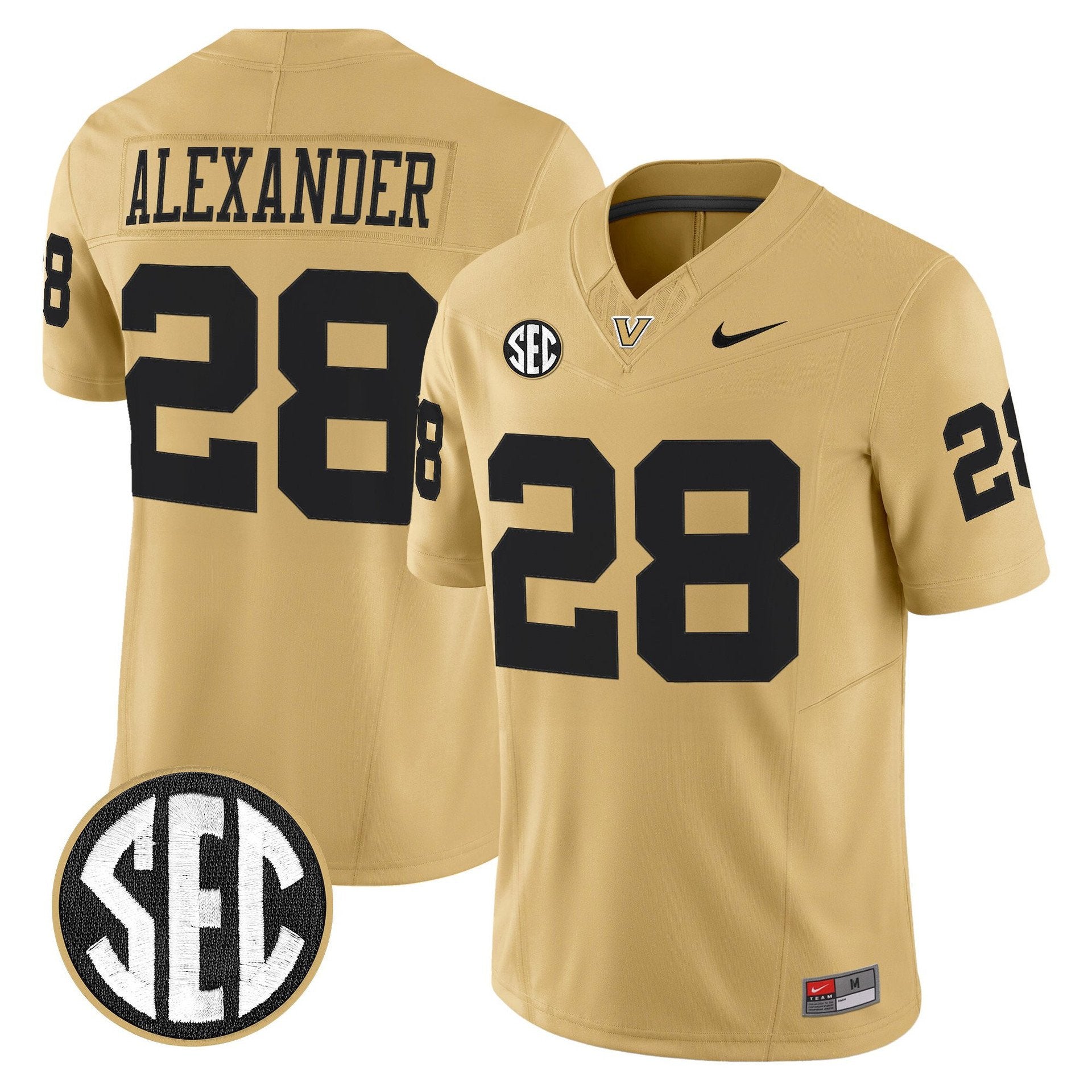 Sedrick Alexander Jersey #28 Vanderbilt Commodores 2025 Limited Stitched Gold