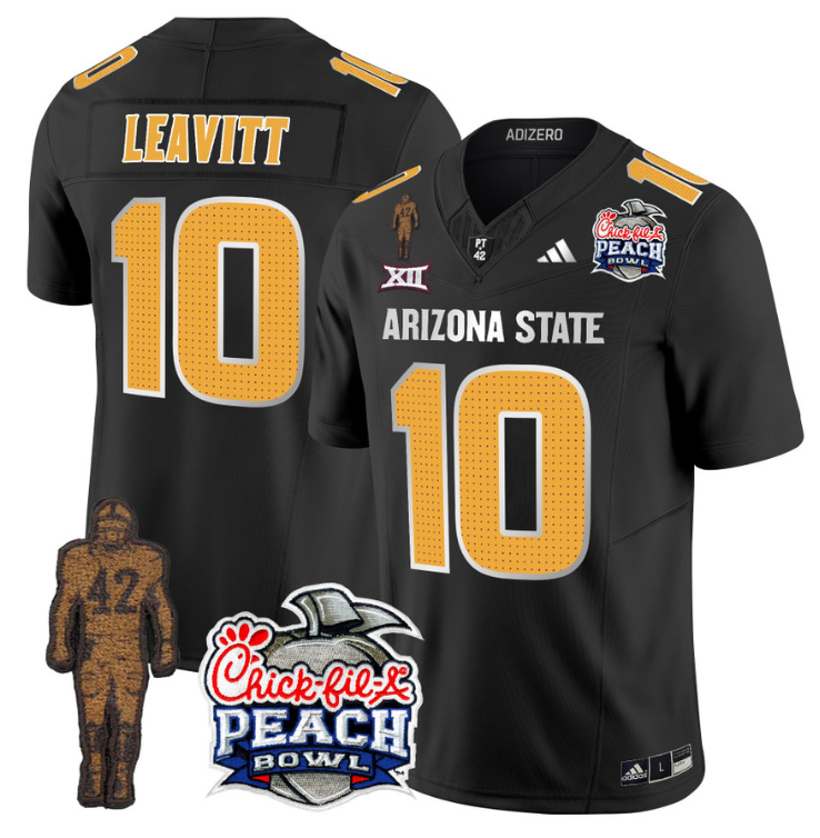 Sam Leavitt Jersey #10 Arizona State Peach Bowl Patch Football V2 Black