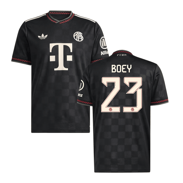 Sacha Boey #23 Bayern Munich 2025-26 Third Men Jersey – Black