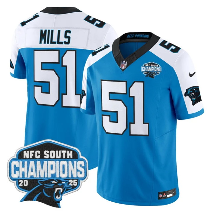 Sam Mills Jersey #51 NFC South Division Champions 2025 Vapor Stitched Blue Alternate