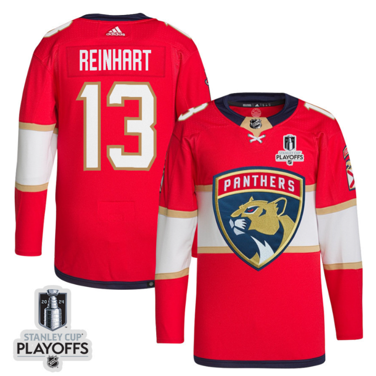 Sam Reinhart 13 Florida Panthers 2024 NHL Playoffs Patch Home Jersey - Men, Red