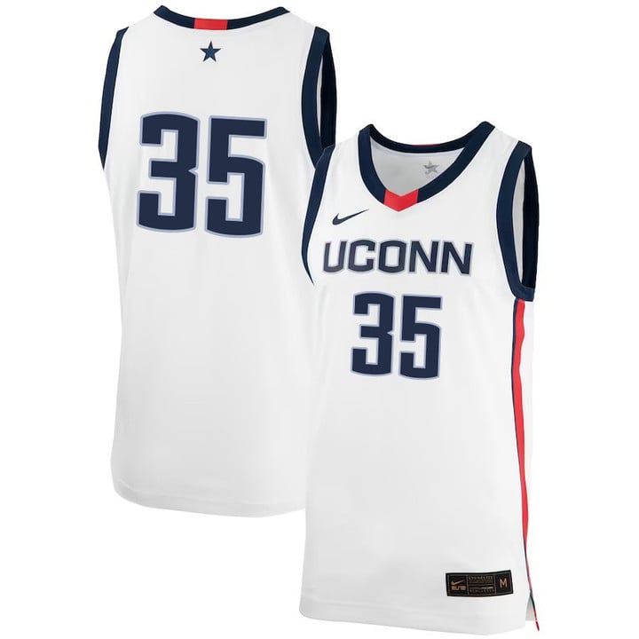 Samson Johnson Jersey UConn Huskies College Basketball No Name White #35