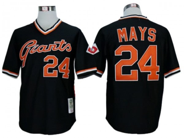 San Francisco Giants #24 Willie Mays Black Throwback Jersey