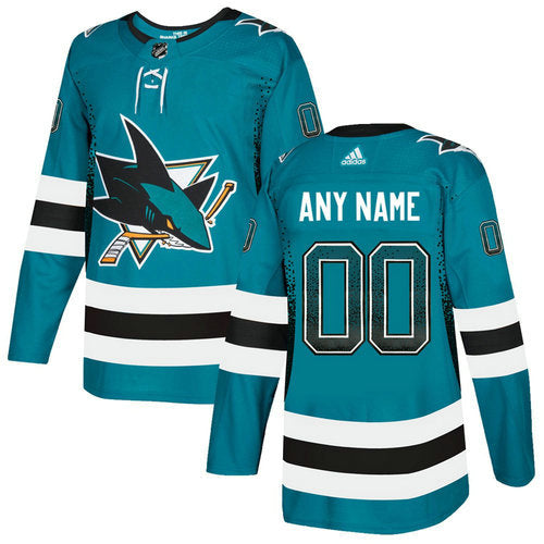 San Jose Sharks Teal Customized Drift Fashion Jersey