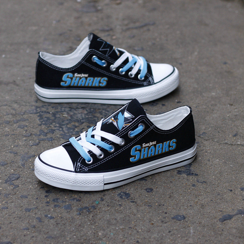San Jose Sharks Low Top Canvas Sport Sneakers Shoes For Men Women Fans