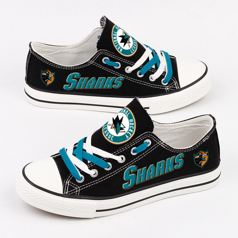 San Jose Sharks Low Top Canvas Sport Sneakers Shoes For Men Women Fans