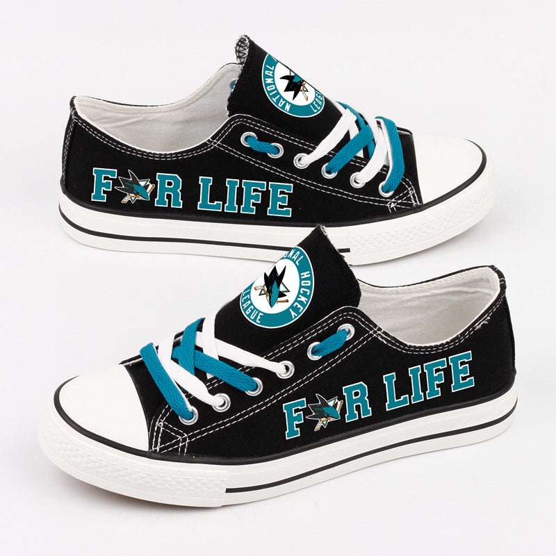 San Jose Sharks Low Top Canvas Sport Sneakers Shoes For Men Women Fans