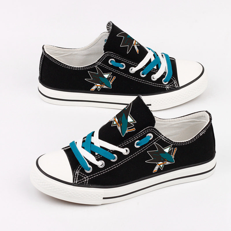 San Jose Sharks Low Top Canvas Sport Sneakers Shoes For Men Women Fans