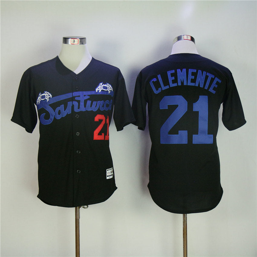 Santurce Crabbers #21 Roberto Clemente Movie Baseball Jersey Black
