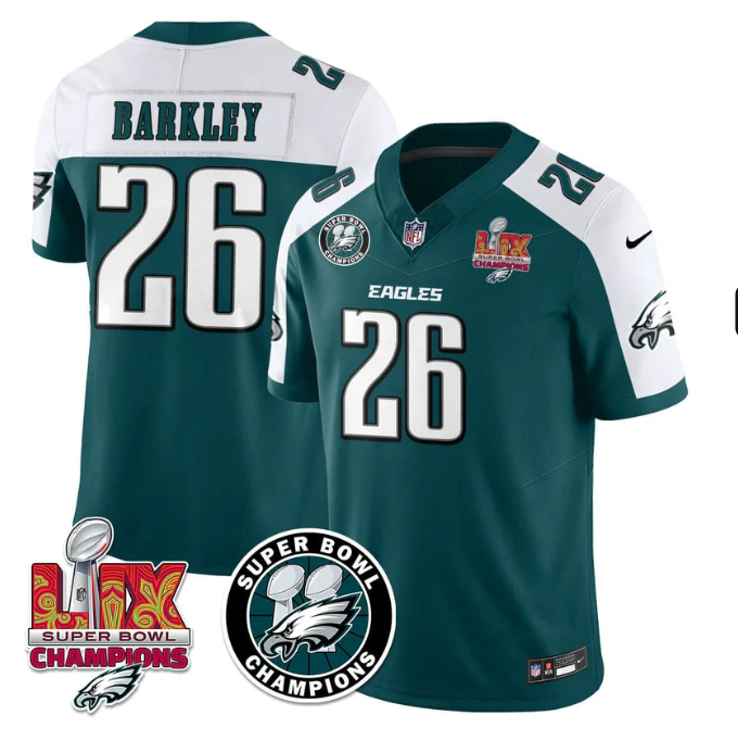 Saquon Barkley Jersey #26 Super Bowl LIX Champions All Stitched Alter Green
