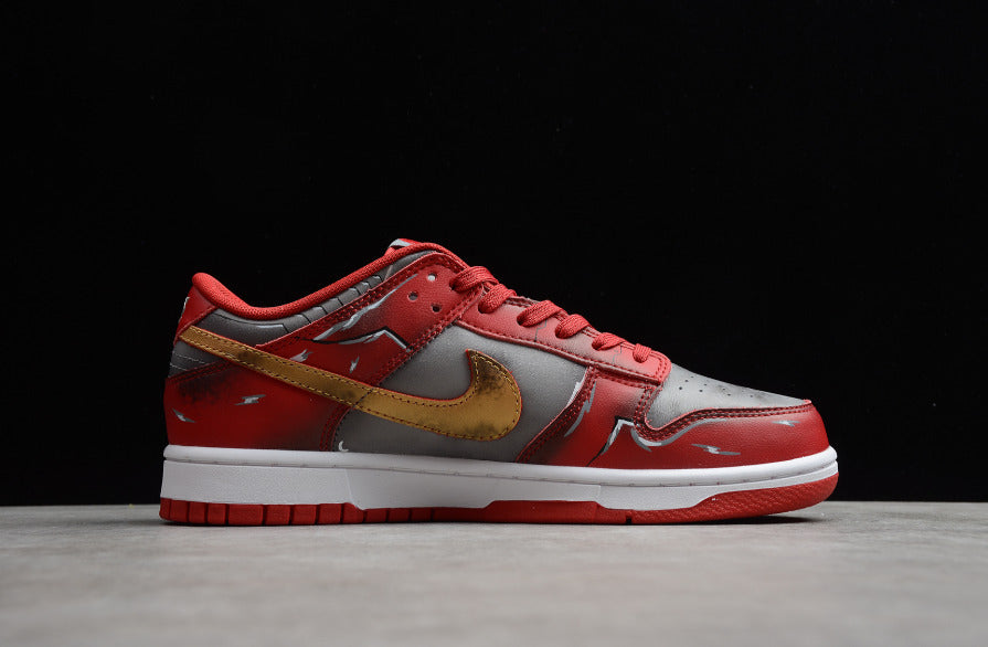 NK Dunk Low Grey Gold Red