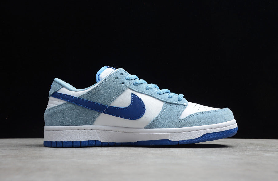 NK Dunk Low White Light Blue Dark Blue