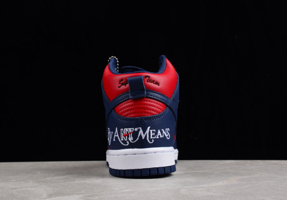 Supreme X NK Dunk High “By Any Means” Red Navy