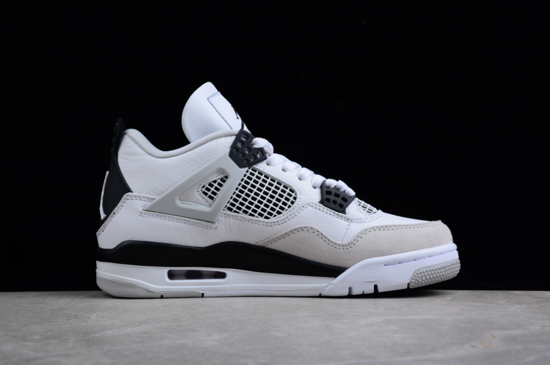 Air Jordan 4 Bright White Military Black