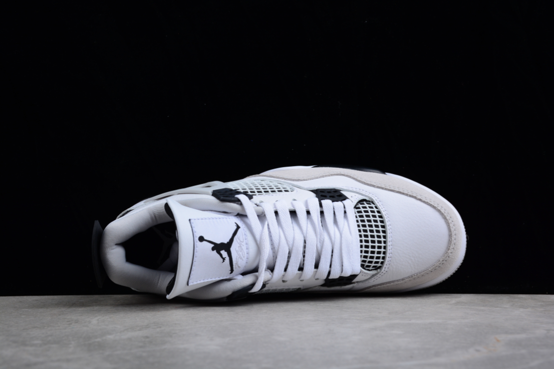 Air Jordan 4 Bright White Military Black