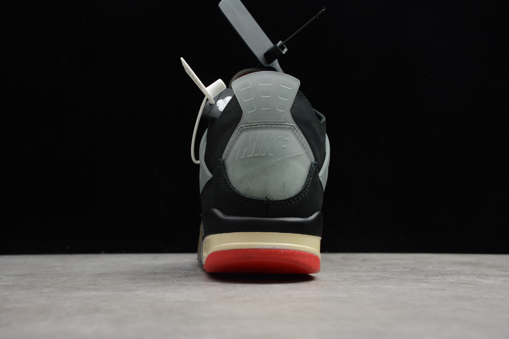 Off-White X Air Jordan 4 Retro Sail Black Grey Red