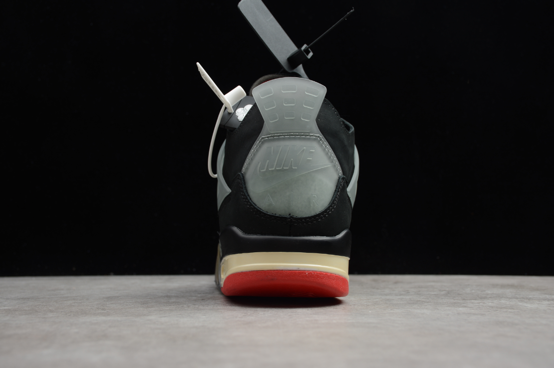 Off-White X Air Jordan 4 Retro Sail Black Grey Red