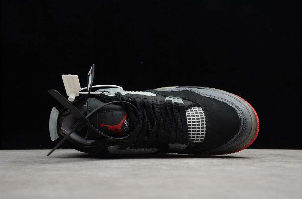 Off-White X Air Jordan 4 Retro Sail Black Grey Red