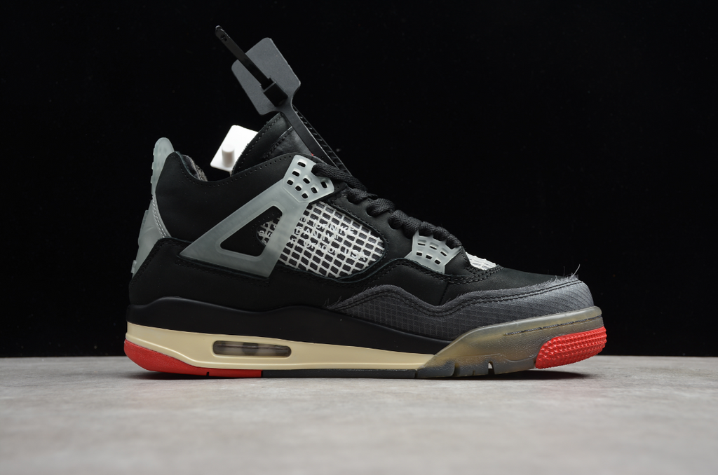 Off-White X Air Jordan 4 Retro Sail Black Grey Red