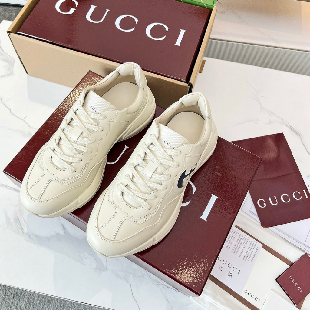 GG Rhyton Interlocking G Ivory Blue Shoes Sneakers