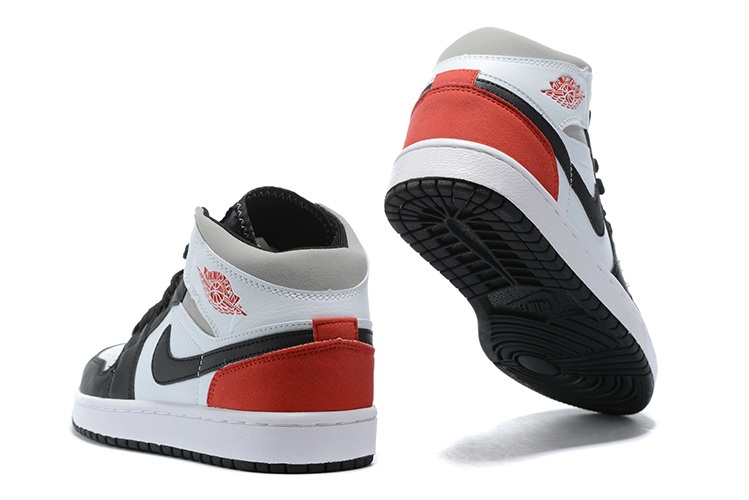 Air Jordan 1 Mid Red Grey Black Toe