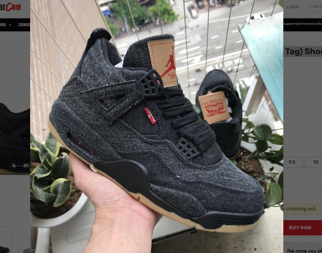 Air Jordan 4 Retro Levi’s Black (Levi’s Tag) Shoes Sneakers