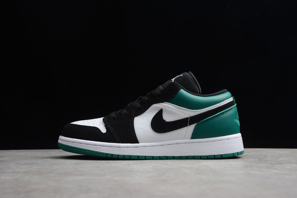 Air Jordan 1 Low Top Black And White Green