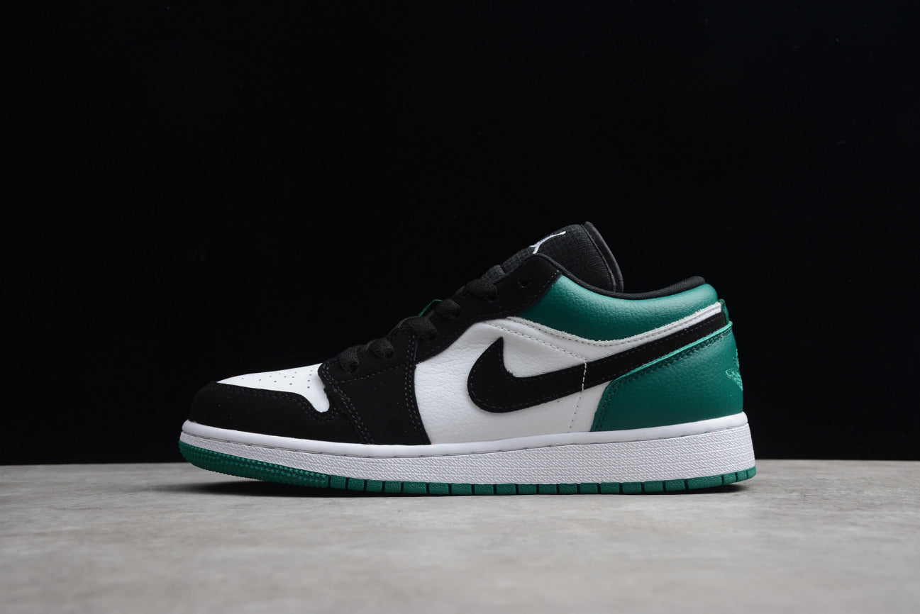 Air Jordan 1 Low Top Black And White Green