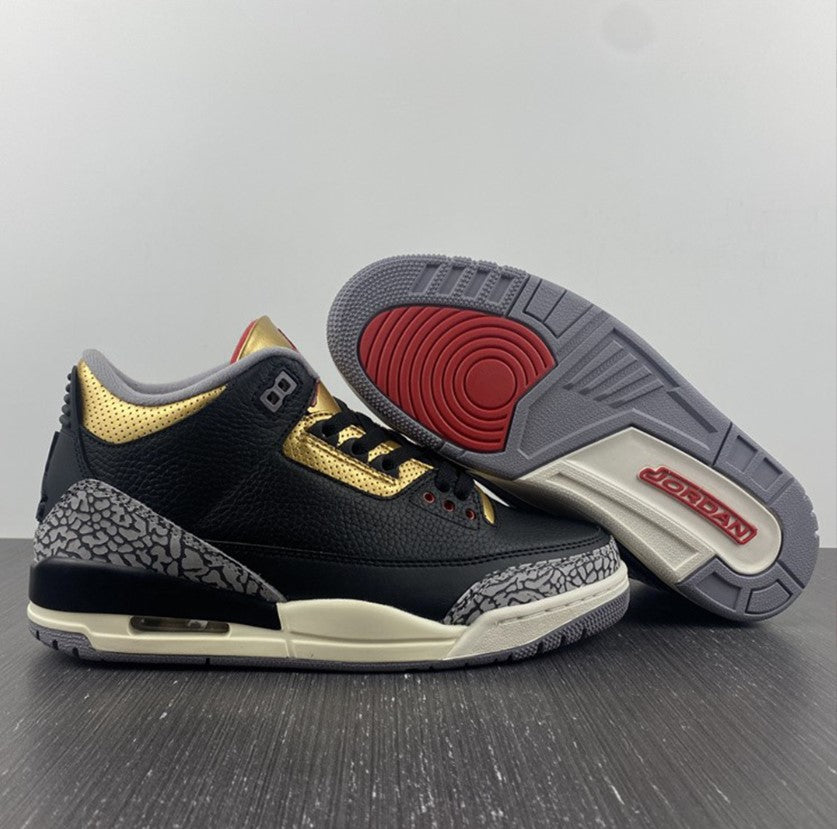 Air Jordan 3 Black Gold Shoes Sneakers