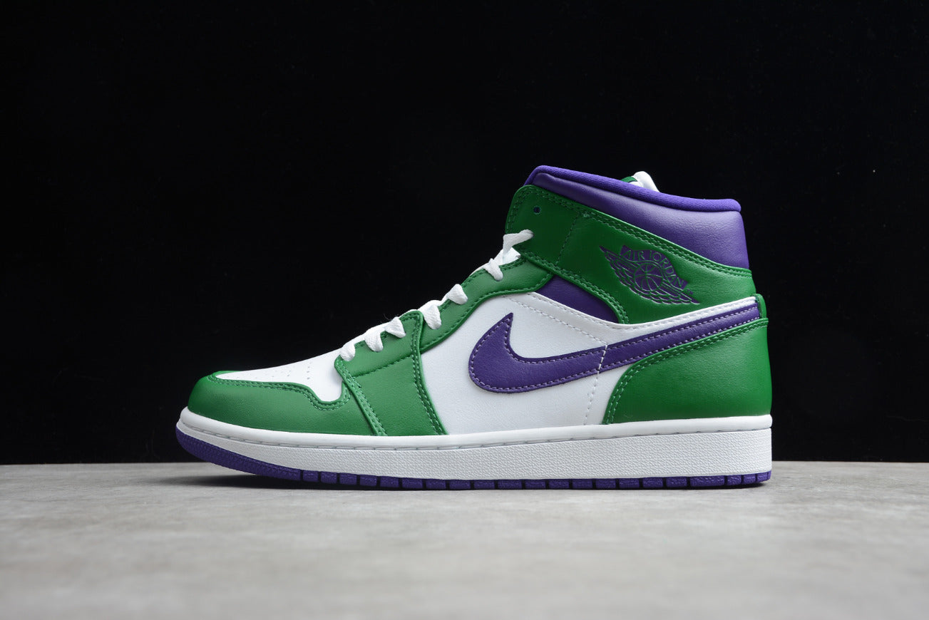 Air Jordan 1 Mid White Green Purple