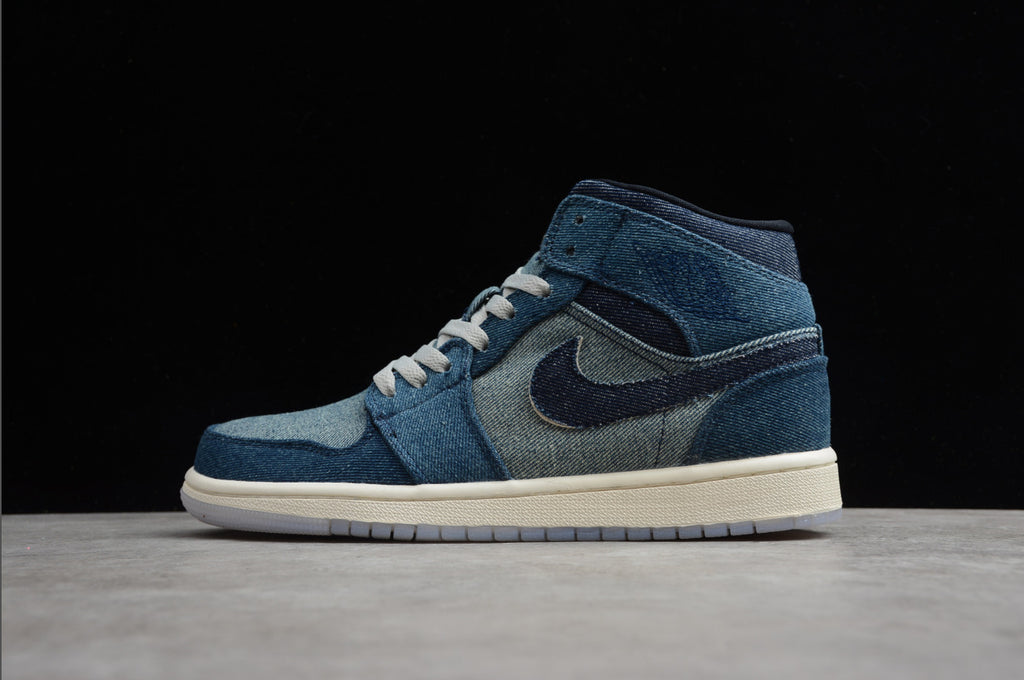 Air Jordan 1 Mid White Transparent Blue Denim